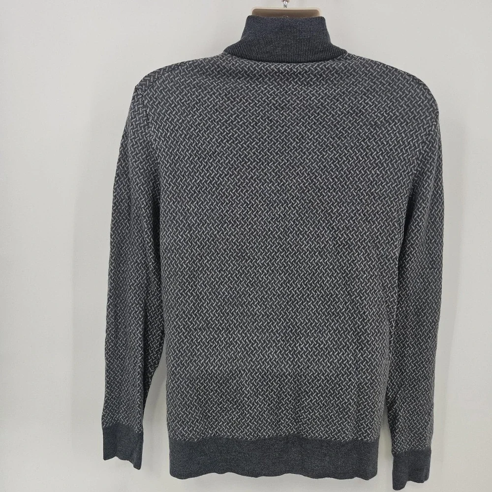 UNTUCKit Sweater Mens M Gray Merino Wool Henley Mock Neck‎ Grandpa Dad Cozycore